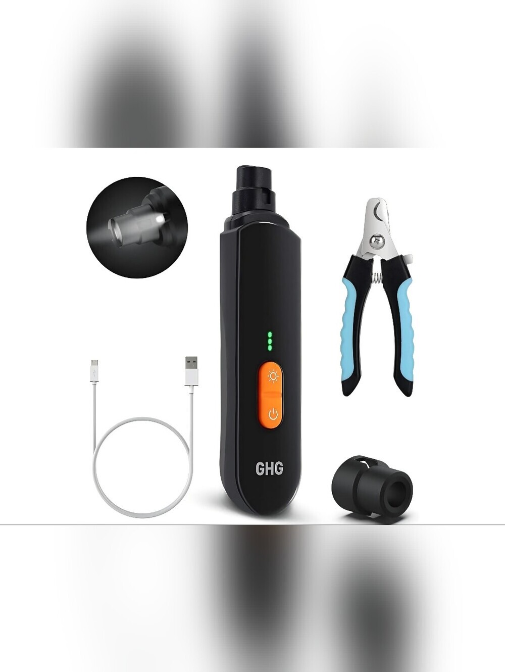 GHG Dog Nail Grinder Kit Rechargeable LED Pet Trimmer Clippers NIB - Picture 11 of 14